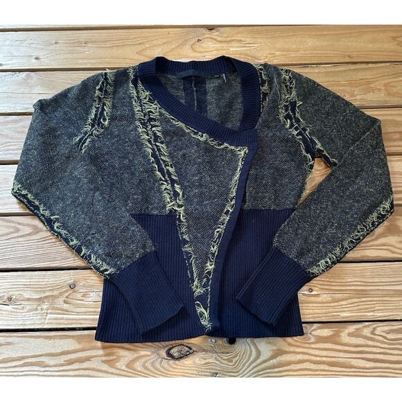 L.A.M.B. Fringed Detail Sweater Size XS Women’s Navy Cashmere Mohair - Picture 1 of 8